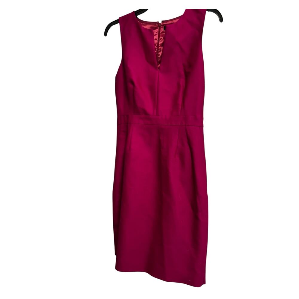 J Crew Split-Neck Wool-Silk Suit Sheath Dress *Pockets* 10T 10 Tall Berry 07470 - Picture 10 of 10